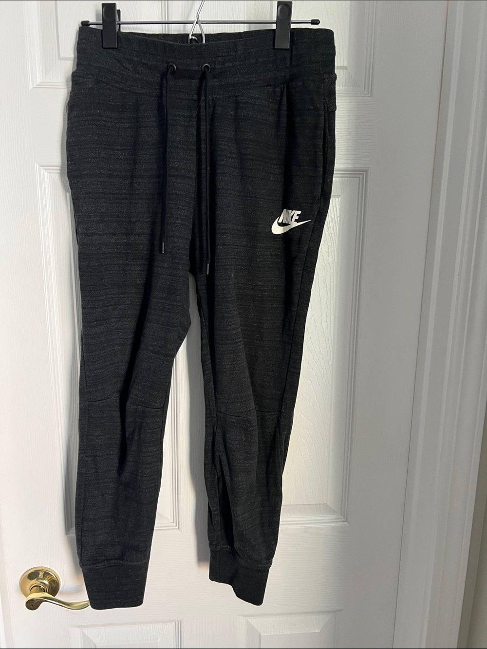 Nike Black Heathered Joggers with White Swoosh